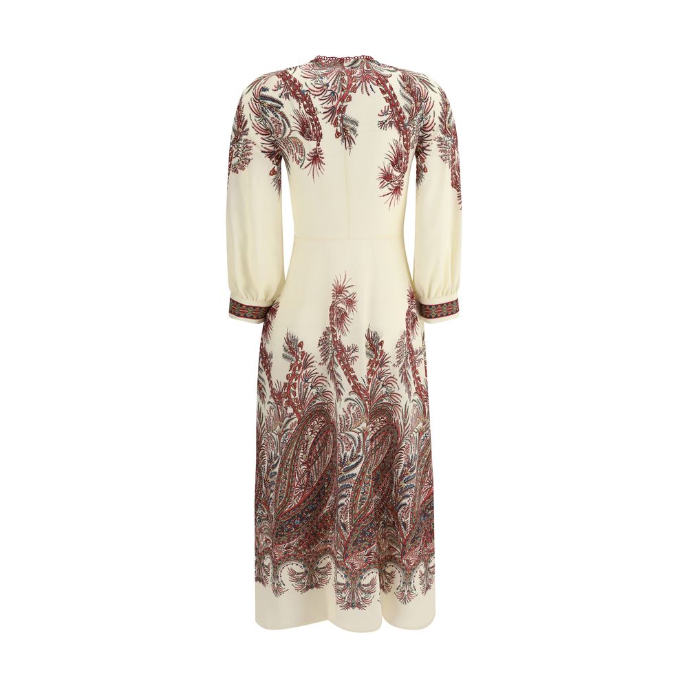 Etro Multicolor Polyester Casual Dress with floral Paisley print and balloon sleeves, featuring iconic embossed metallic buttons for elegant style.