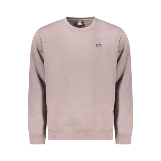 Norway 1963 Brown Cotton Men Sweater with applique and logo, showcasing earthy tones and modern style.