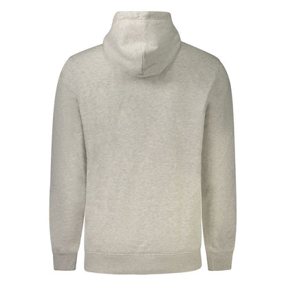Back view of Tommy Hilfiger Gray Cotton Men Sweater with hood and long sleeves, showcasing the design and eco-friendly fabric.