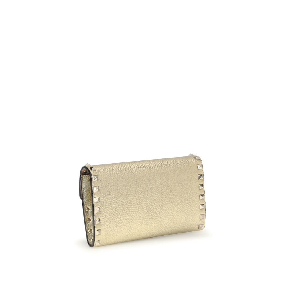 Valentino Garavani Gold Calf Leather Bos Taurus Wallet
