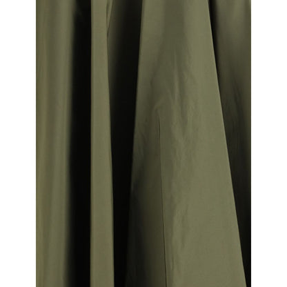 Sara Roka Green Polyester Midi Skirt