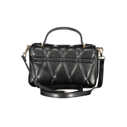 Alt Tag: Twinset Black Polyethylene Women Handbag with handle and detachable shoulder strap in quilted design, featuring Twinset logo.