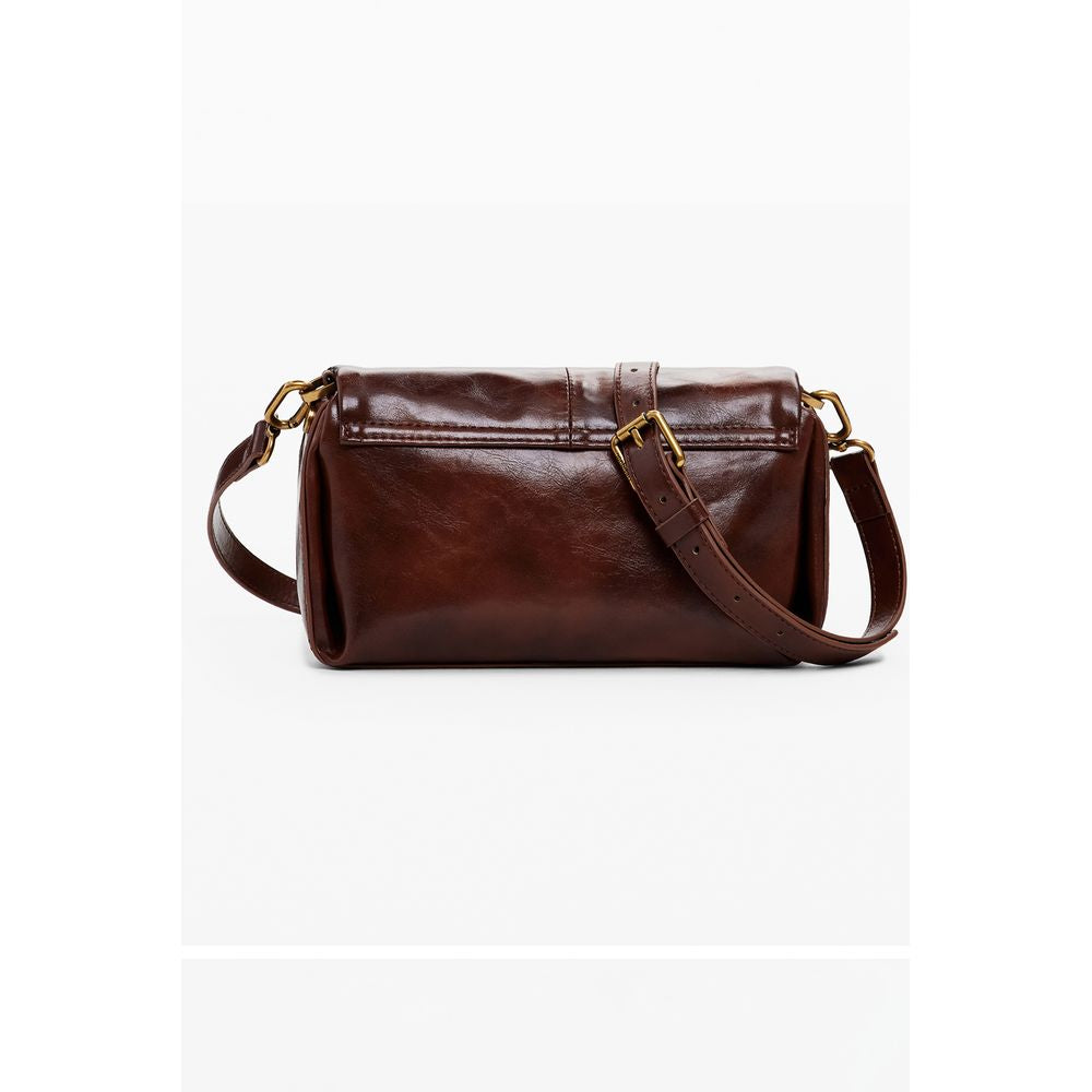 Desigual Brown Polyethylene Women Handbag with adjustable strap and bold design, perfect for versatile styling.