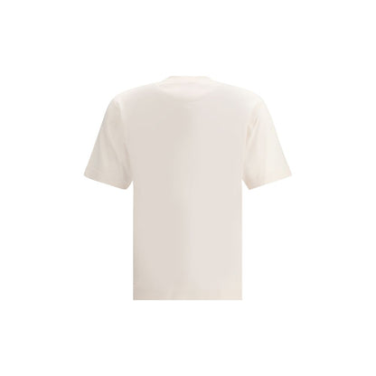 Back view of Fendi White Cotton T-Shirt with ribbed crew neck and contrasting Fendi logo print for AW25 collection.
