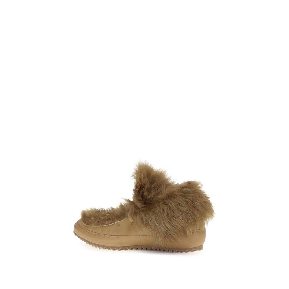 Pedro García Beige Leather Ankle Boots with fur lining and knurled sole, offering warmth and style for AW25 season.
