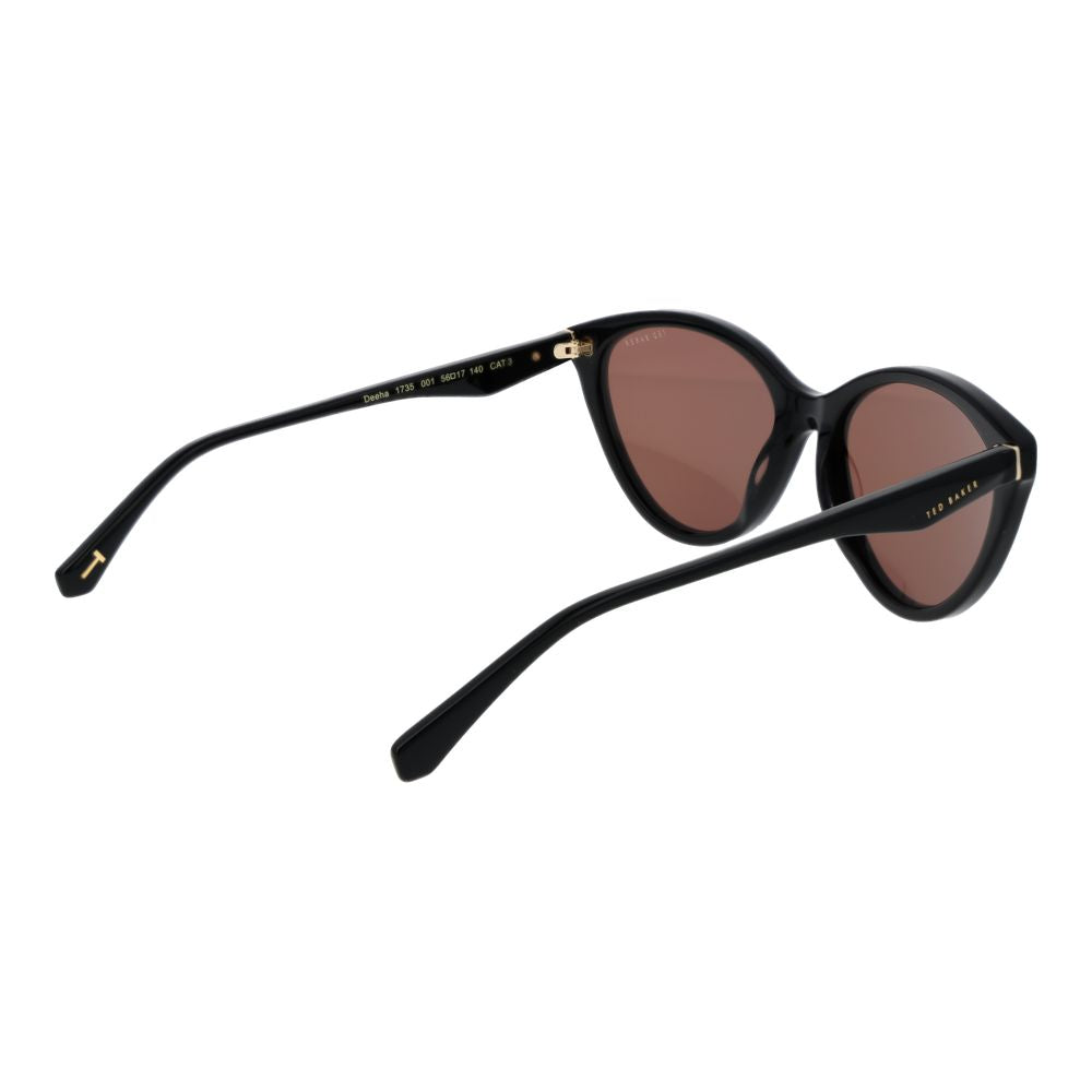 Ted Baker Black Women Sunglass in acetate full-rim frame with brown lenses, offering 100% UVA & UVB protection, cat eye style.