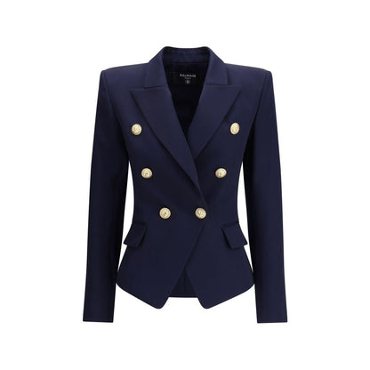 Balmain Blue Fleece Wool Blazer