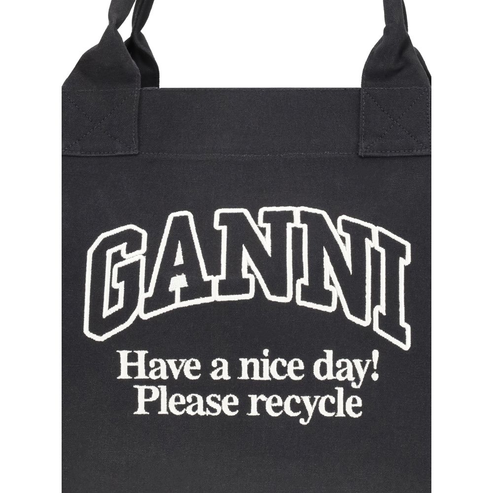 Ganni Black Cotton Shoulder Bag