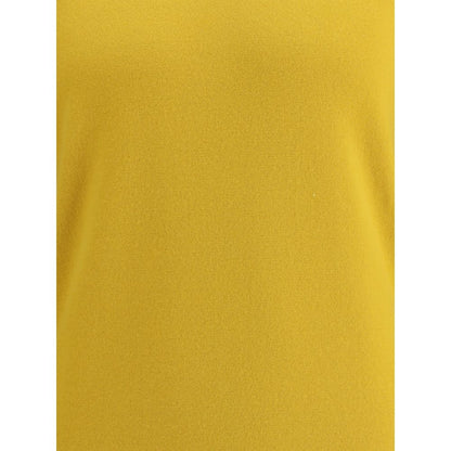 Close-up of Saint Laurent Yellow Cashmere Turtleneck, highlighting luxurious wool texture and vibrant color.