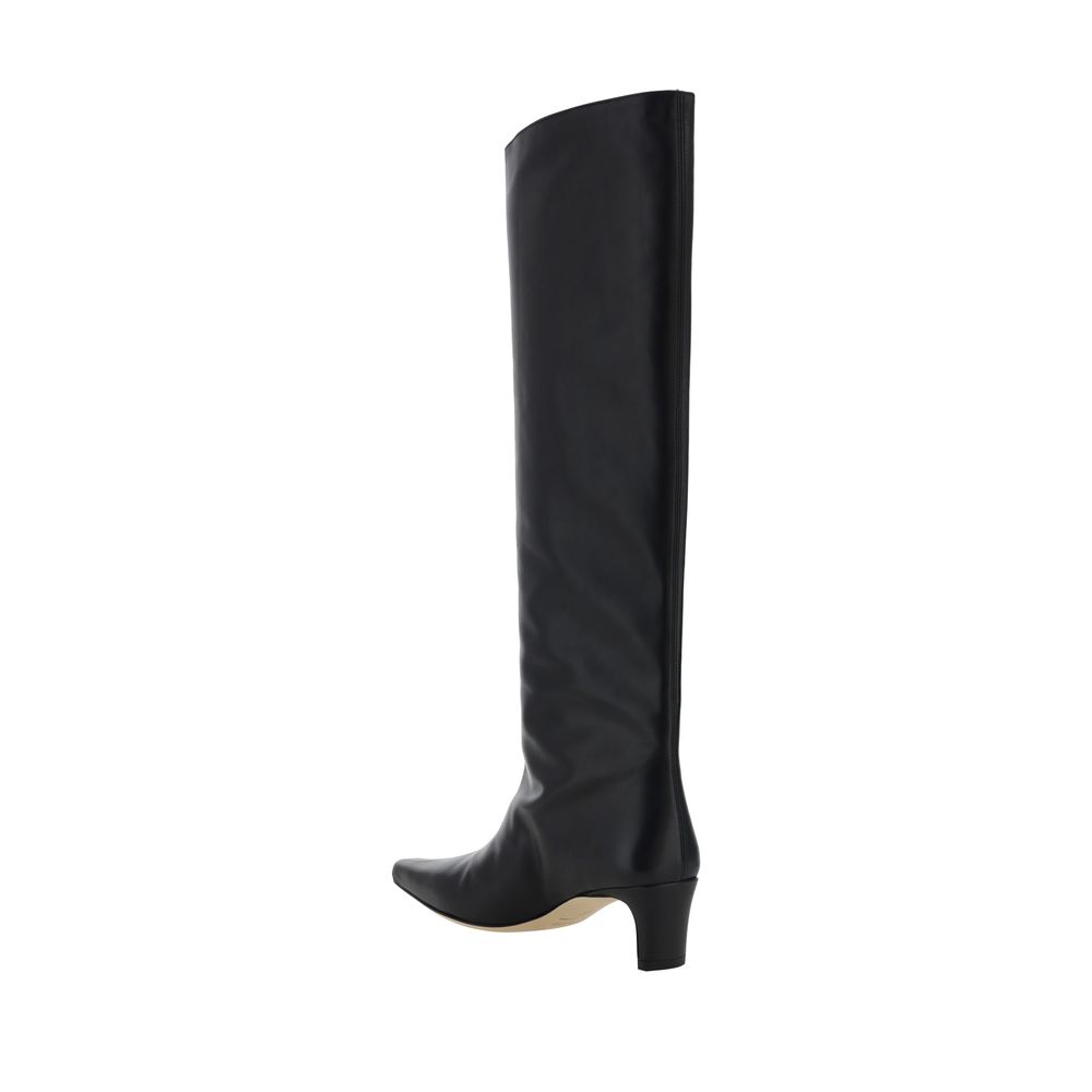 Staud Black Calf Leather Bos Taurus High Heel Boots