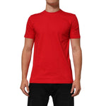 Dolce & Gabbana Red Goodluck 2023 Cotton Crew Neck T-shirt featuring short sleeves and bold graphic print.
