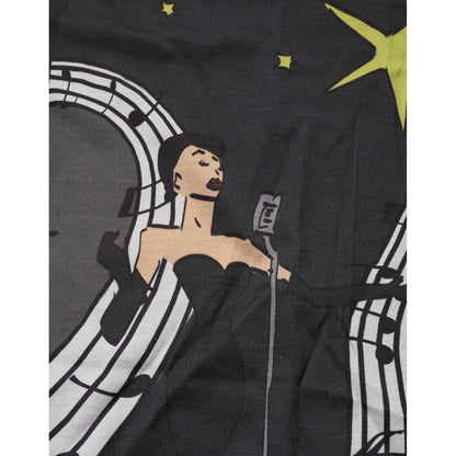 Dolce & Gabbana Black Musical Print Cotton Crew Neck T-shirt