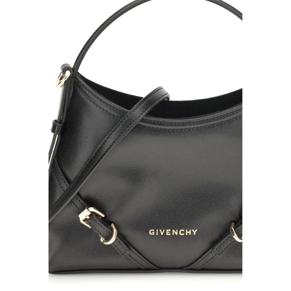Givenchy Black Calf Leather Bos Taurus Handbag with embossed logo and gold-toned details, features short handle and shoulder strap.