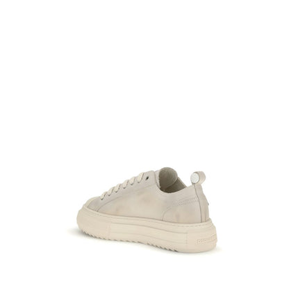 Dsquared² Cream Leather Platform Sneakers featuring logo, laces, and platform sole for modern urban looks, 100% leather calfskin design.