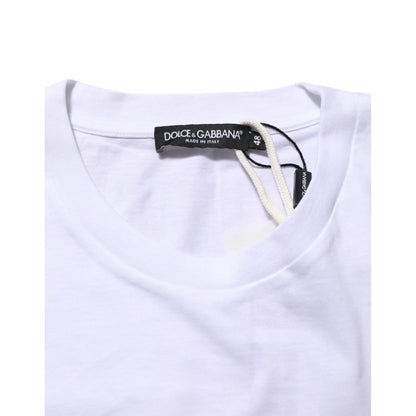 Dolce & Gabbana White Graphic Print Cotton Crew Neck T-shirt