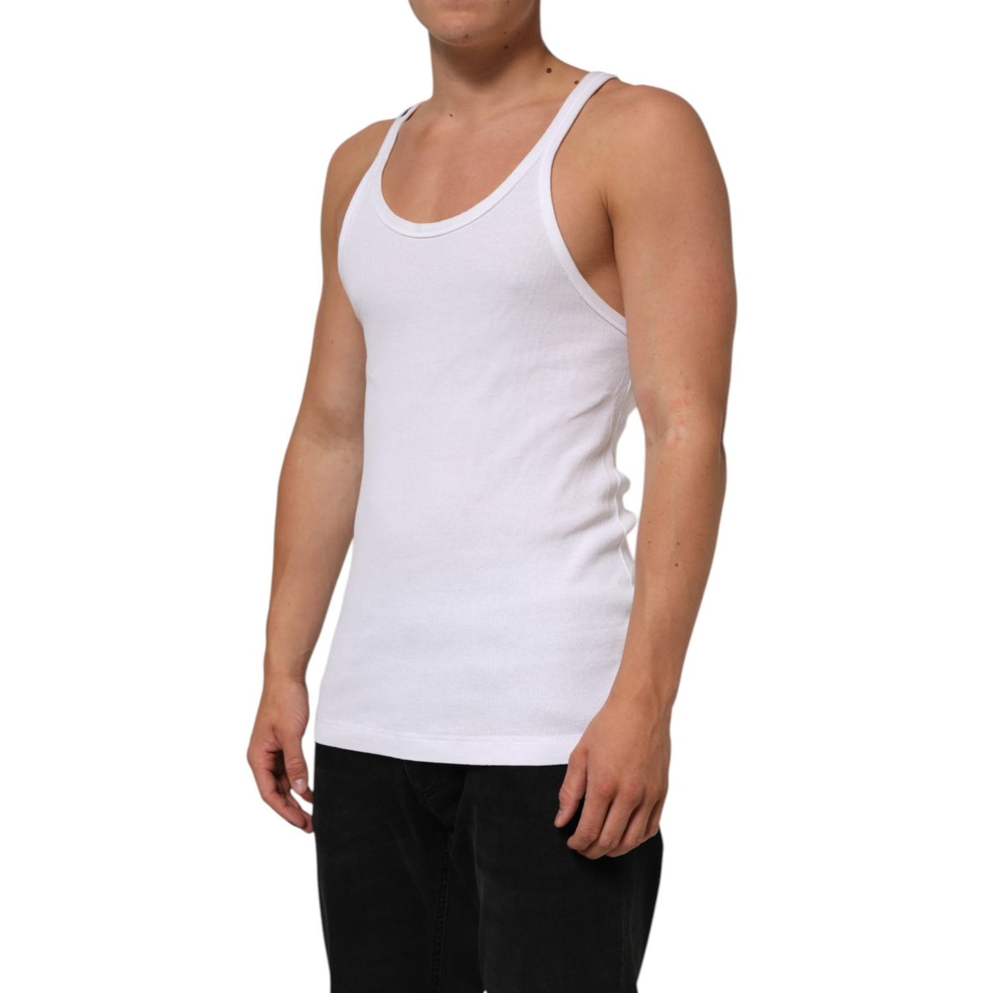 Dolce & Gabbana White Sleeveless Round Neck Tank Top T-shirt
