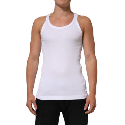 Dolce & Gabbana White Sleeveless Round Neck Tank Top T-shirt