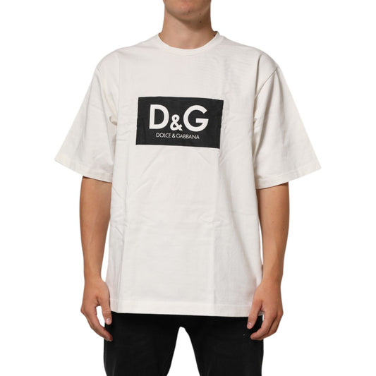 Dolce & Gabbana White Logo Print Cotton Crew Neck Men T-shirt 1728,67345645728,Clothing,Dolce & Gabbana,L,Material: 100% Cotton,Men,New with tags,Pattern - Shirts - Clothing,S,Shirts - Clothing,Shortsleeve - Shirts - Clothing,T-Shirts - Clothing,T-Shirts
