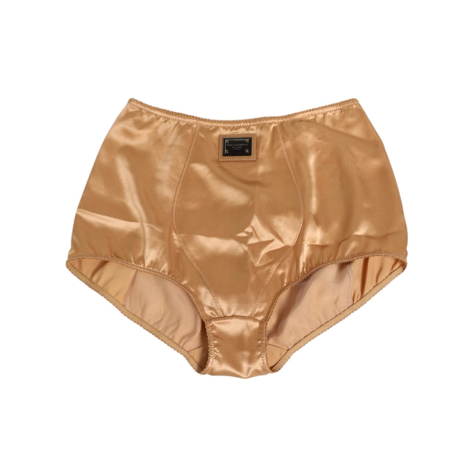 Dolce & Gabbana Beige Silk Stretch High Waist Girdle Underwear