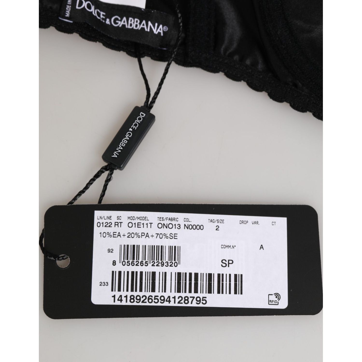 Dolce & Gabbana Black Silk Underwired Balconette Bra Underwear