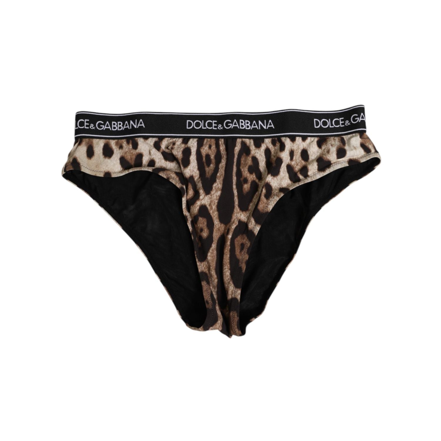 Dolce & Gabbana Brown Leopard Nylon High Waist Panty Underwear