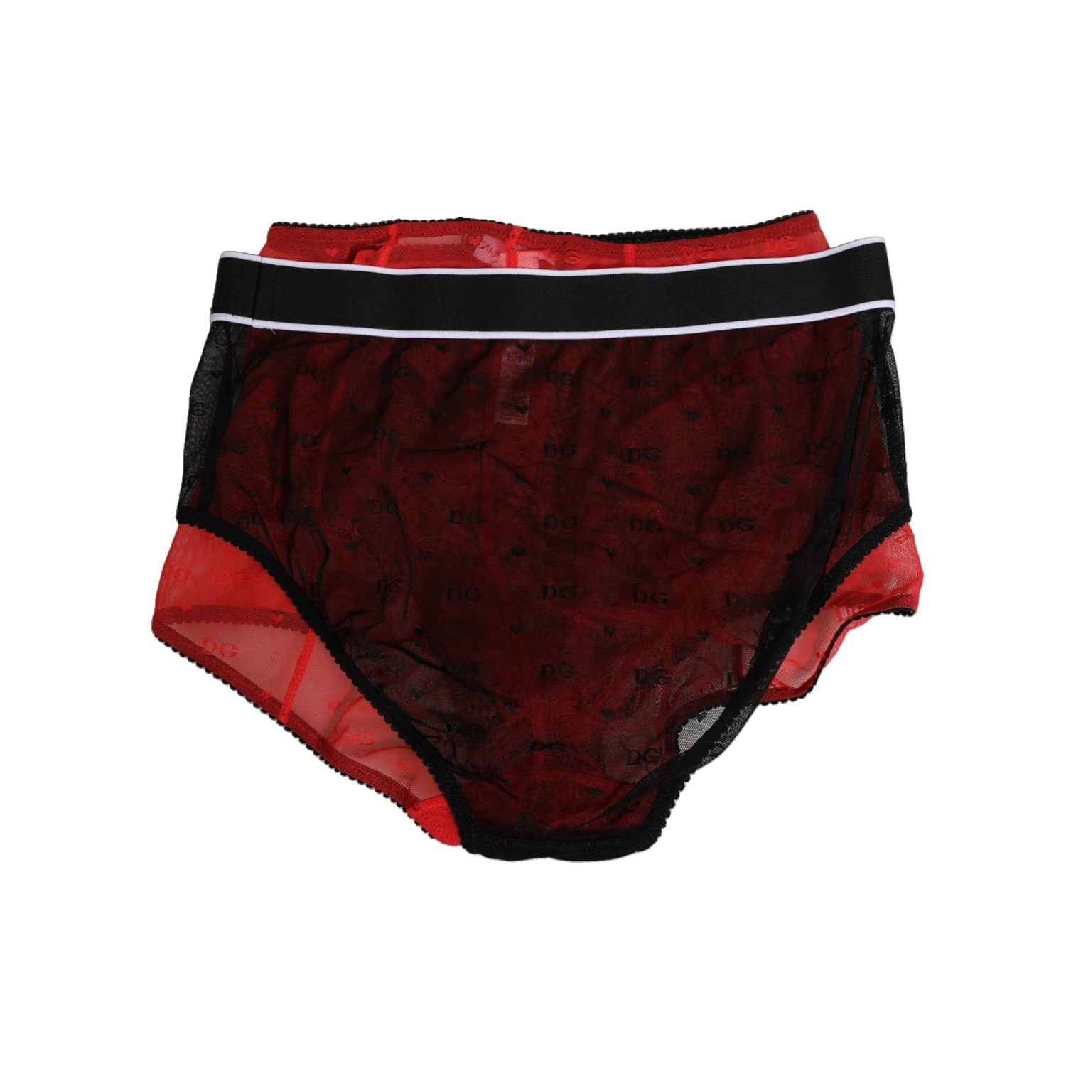 Dolce & Gabbana Black Red Nylon High Waist Girdle Underwear