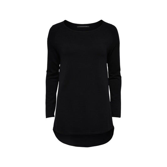 Only Black Viscose Sweatshirt with long sleeves and asymmetric cut, perfect for versatile occasions, made from viscose and polyamide.