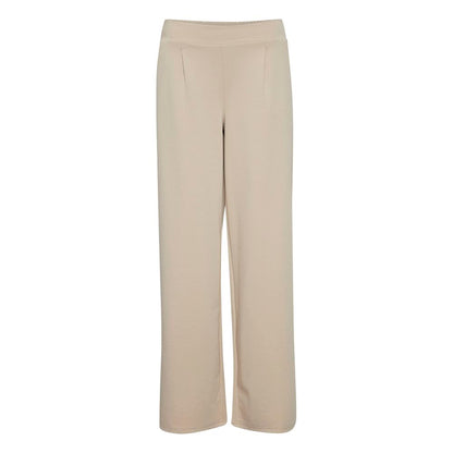 ICHI Beige Recycled Polyurethane Casual Pants