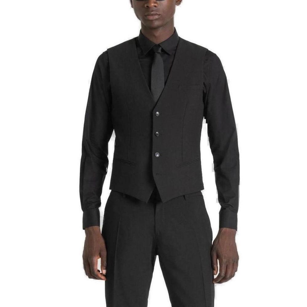 Antony Morato Black Polyester Waistcoat