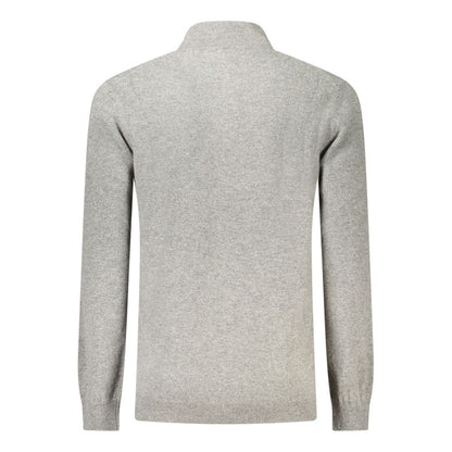 Back view of Timberland Gray Wool Men Sweater showcasing minimalist design and fine craftsmanship, ideal for any seasonal wardrobe.