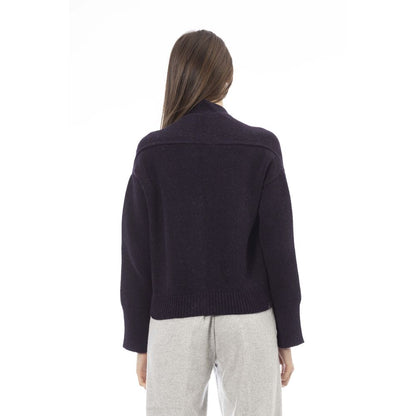 Alpha Studio Purple Merino Wool Cardigan