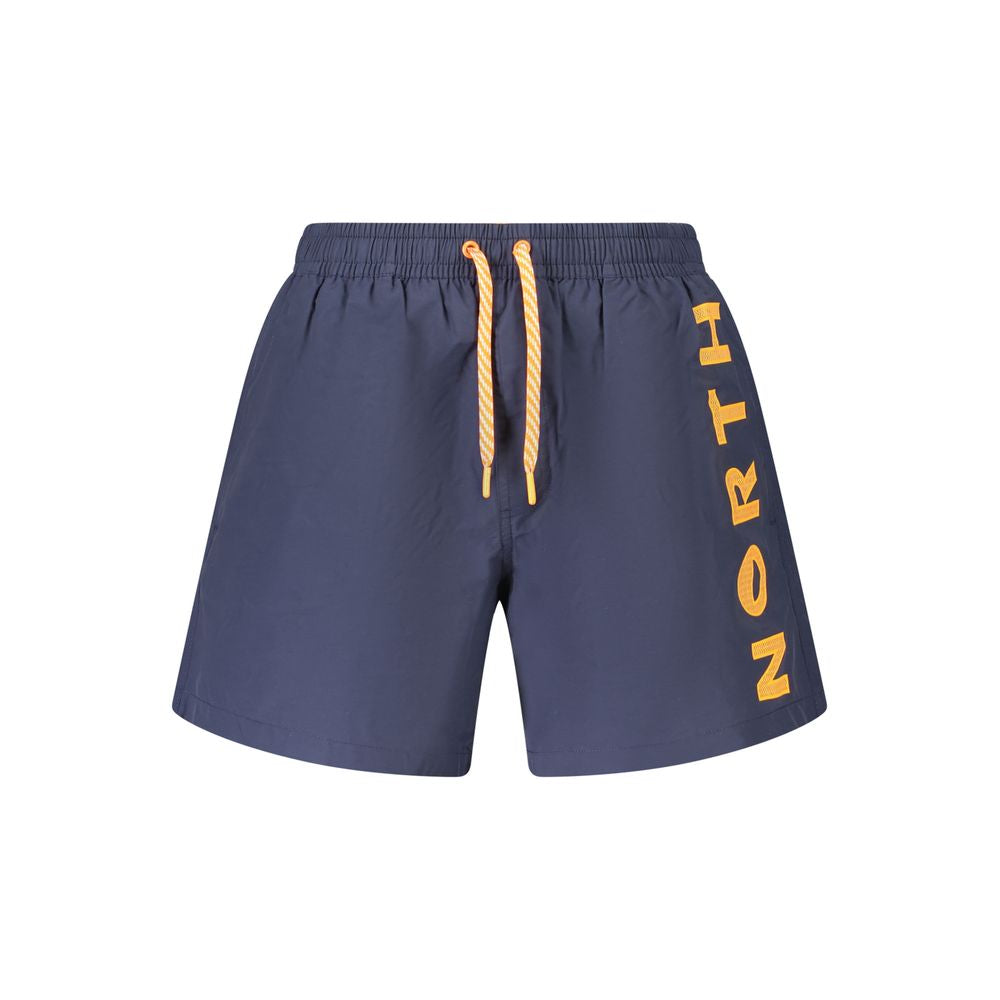 North Sails Blue Cotton Swimwear with elastic waist, laces, contrasting details, and logo print - Ocean Positive.