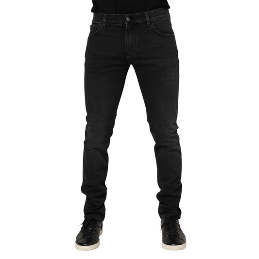 Dolce & Gabbana Black Cotton Skinny Men Denim Trouser Jeans