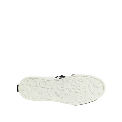Dolce & Gabbana White Leather Logo Portofino Sneakers Shoes