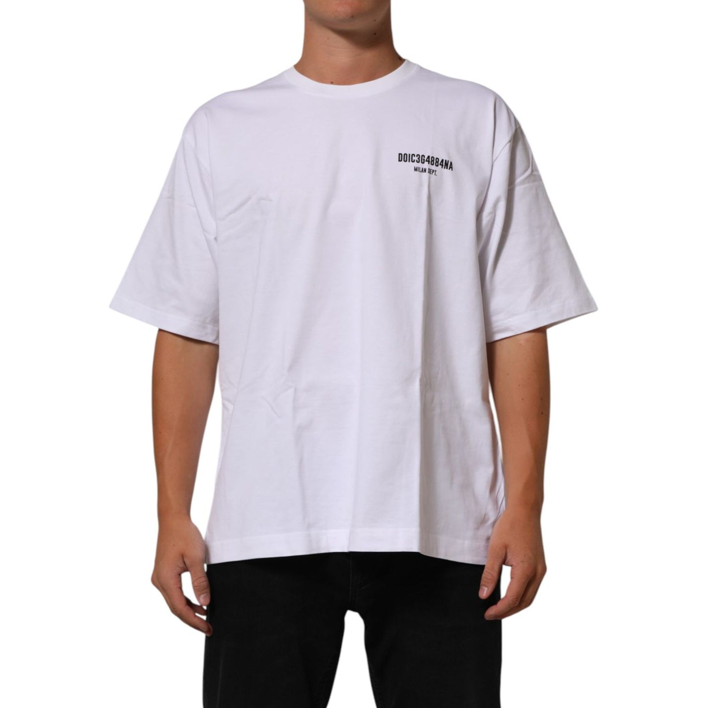 Dolce & Gabbana White Cotton Logo Print Crew Neck T-shirt