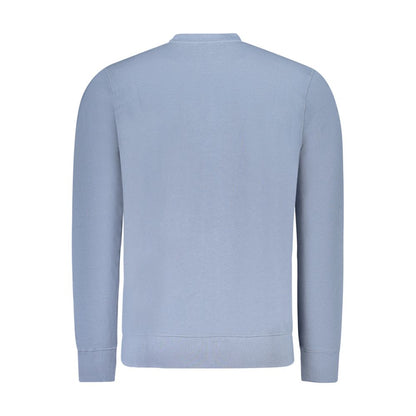 Back view of a North Sails Blue Cotton Sweatshirt, featuring a brushed fabric, long sleeves, and a crew neck with a logo applique.