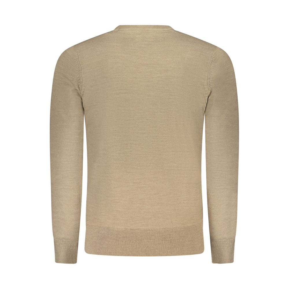 Back view of North Sails Brown Nylon Sweater, long-sleeved with crew neck and logo embroidery.