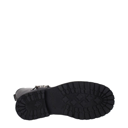 Off-White Black Leather Flat Boots