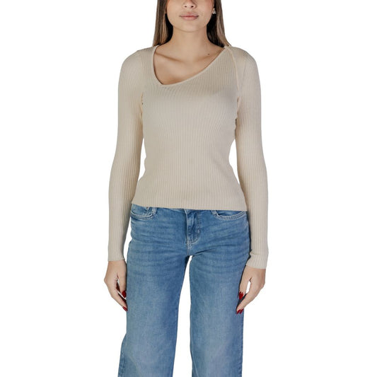 Vila Clothes Cream Viscose Sweatshirt