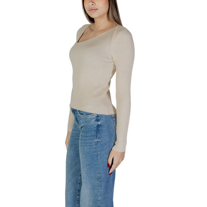 Vila Clothes Cream Viscose Sweatshirt
