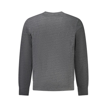 Back view of Accademia Militare Gray Cotton Men Sweater showcasing long sleeves and eco-friendly fabric.