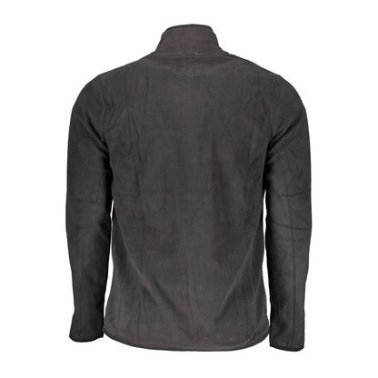 Gianmarco Venturi Black Polyester Sweatshirt, long sleeve, half zip, with embroidery and logo, rear view.