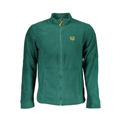 Gianmarco Venturi Green Polyester Sweatshirt with long sleeves, two pockets, zip closure, and embroidered logo.