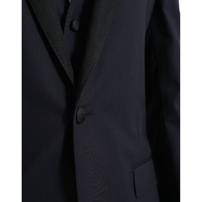 Dolce & Gabbana Blue Wool MARTINI 1 Button Men 3 Piece Suit