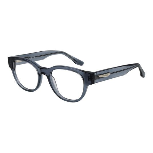 Trussardi Blue Acetate Glasses (Frames) for men with full-rim blue acetate panto style and spring hinge, includes branded case.