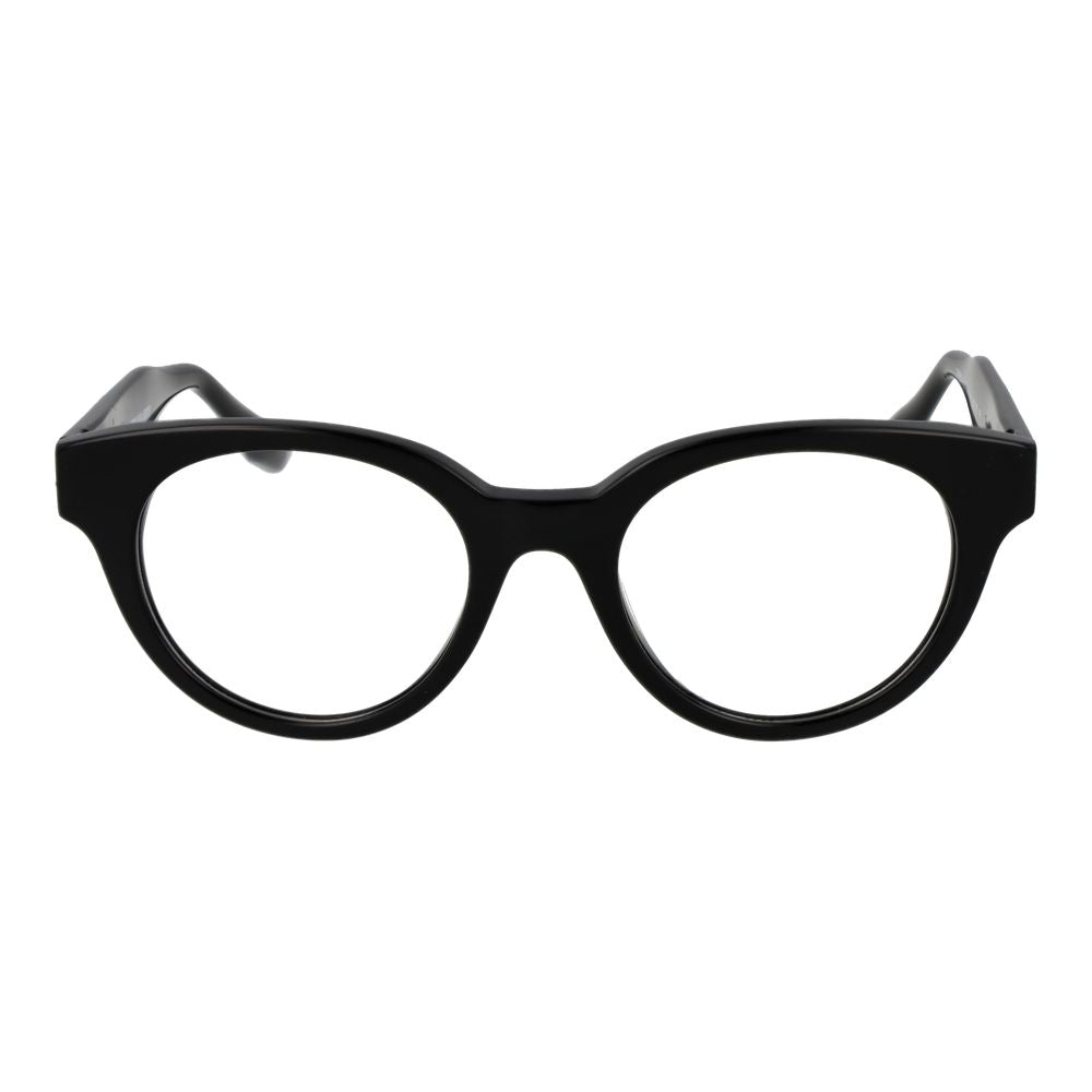 Trussardi Black Acetate Glasses (Frames) - Unisex full-rim acetate frames with demo lenses and spring hinge in black.