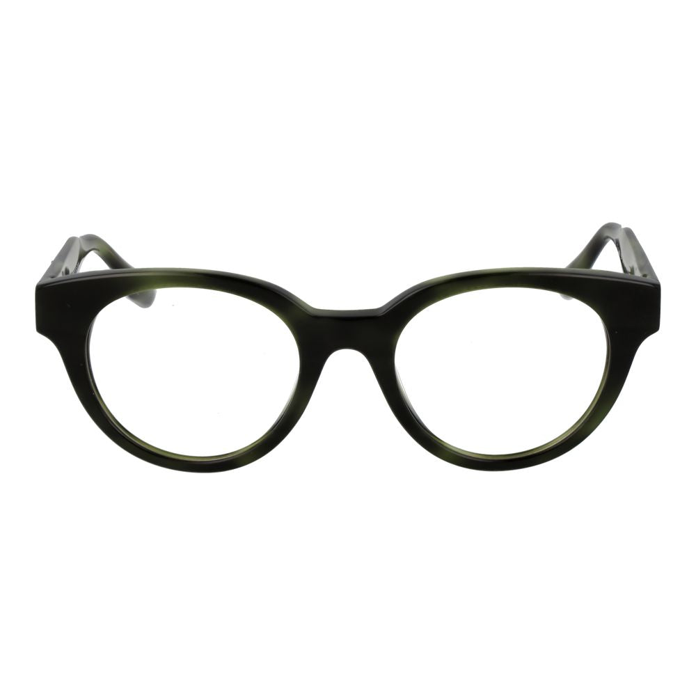 Trussardi Green Acetate Glasses (Frames) with full-rim browline style, unisex design, and green acetate frame.