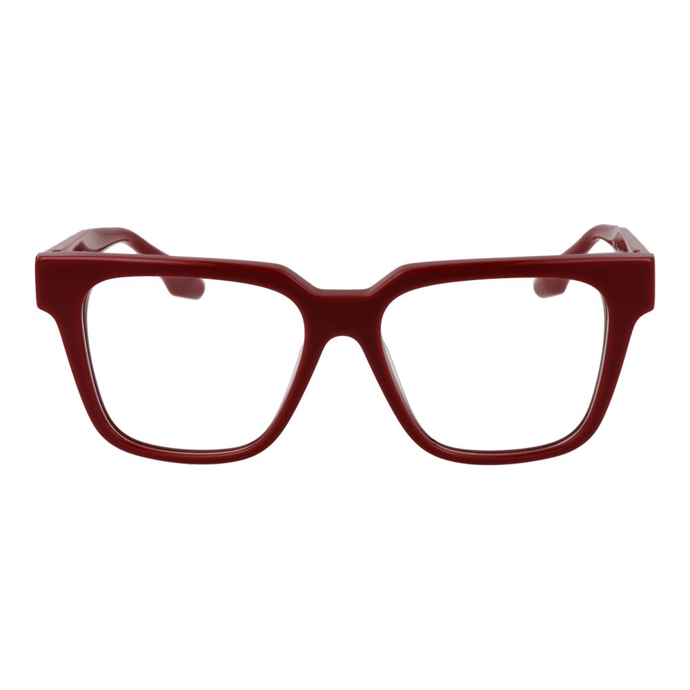 Trussardi Red Acetate Glasses (Frames) for women in full-rim square style with demo lenses, red acetate frame, no filter or protection.