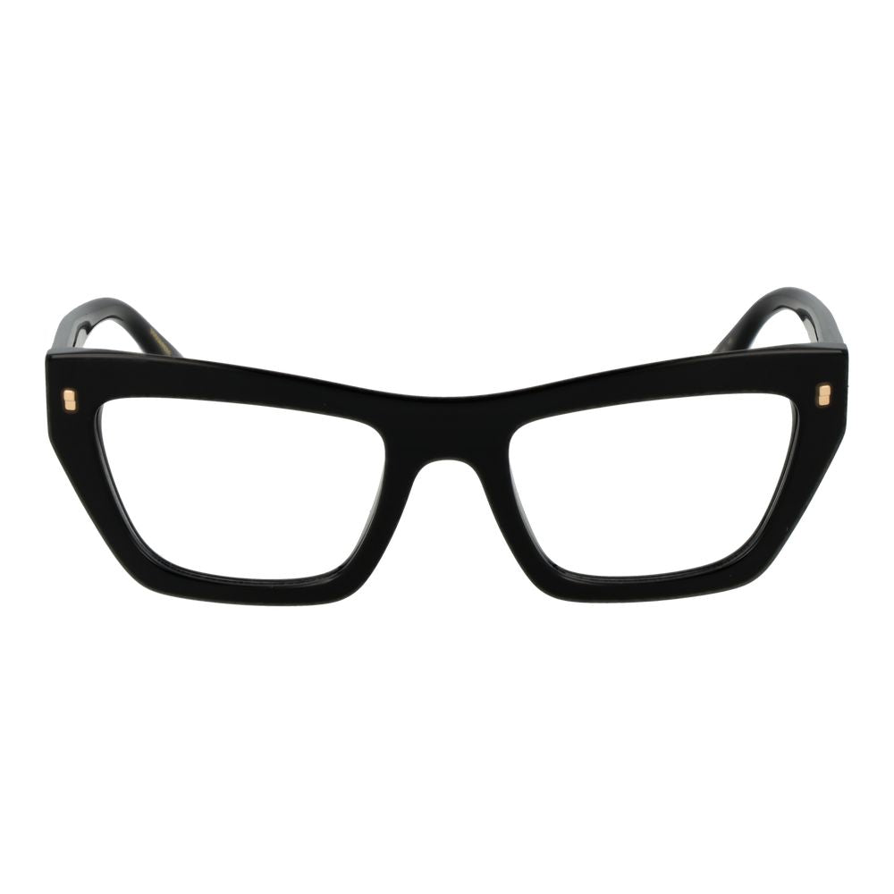 Dsquared² Black Acetate Glasses (Frames) for women, full-rim cat eye style with demo lenses, 52-20-145 size, black color.