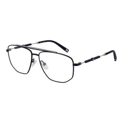 Fila Blue Stainless Steel Glasses (Frames) for men in full-rim aviator style with demo plastic lenses and blue frame.